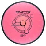 High-Performance Reactor disc golf driver in vibrant pink color. Perfect for powerful throws and acc.