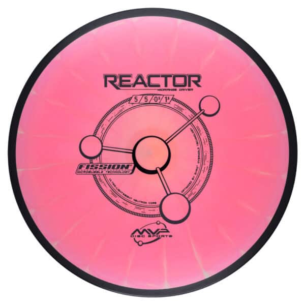 High-Performance Reactor disc golf driver in vibrant pink color. Perfect for powerful throws and acc.