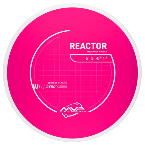 Reactor midrange disc for disc golf, featuring vibrant pink color and advanced plastic for optimal g.