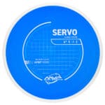 Blue servo fairway driver disc for disc golf with gyro technology and 6.5 speed rating.