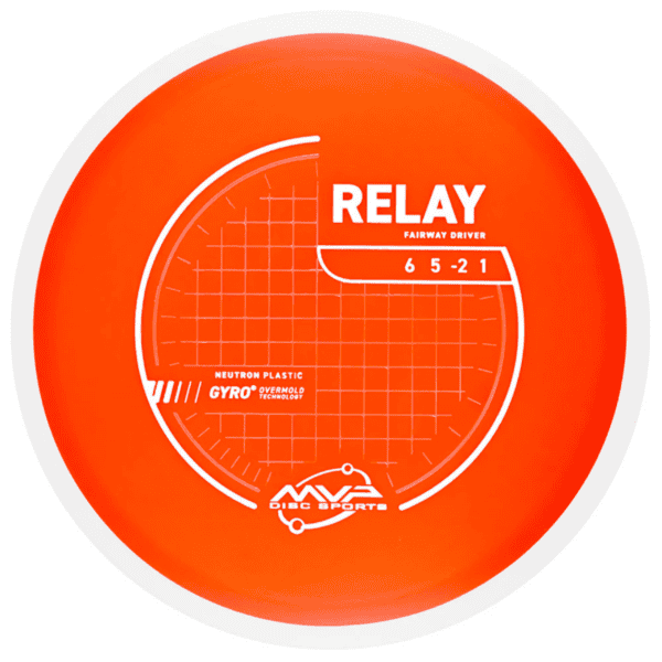Bright orange Relay disc golf driver with Neutron plastic for long-distance throws. Perfect for comp.